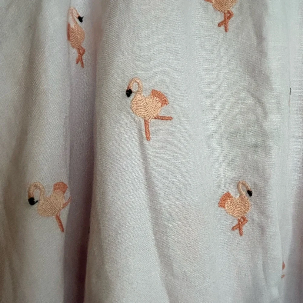 NWT STELLA MCCARTNEY Pink Dress with Embroidered Flamingos 🦩, SIZE 12